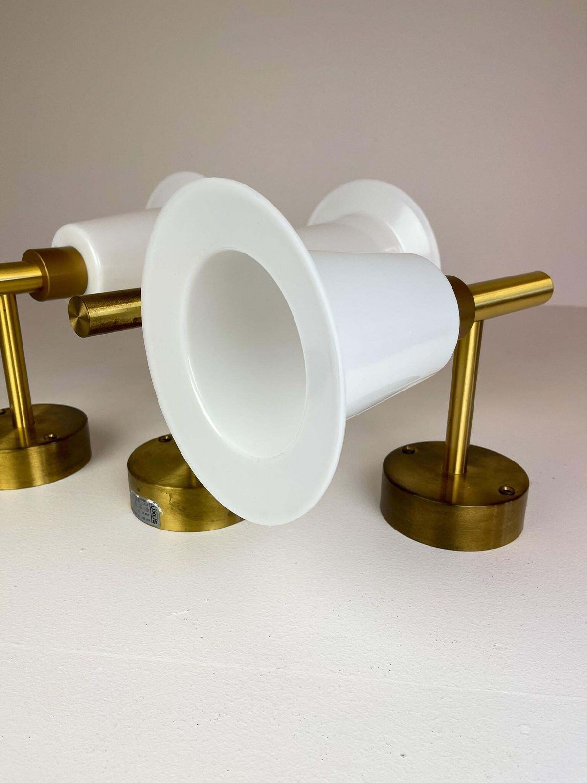 1154.0 Midcentury Wall Mounted Brass And Acrylic Lamps Luxus, Sweden, 1960s photo