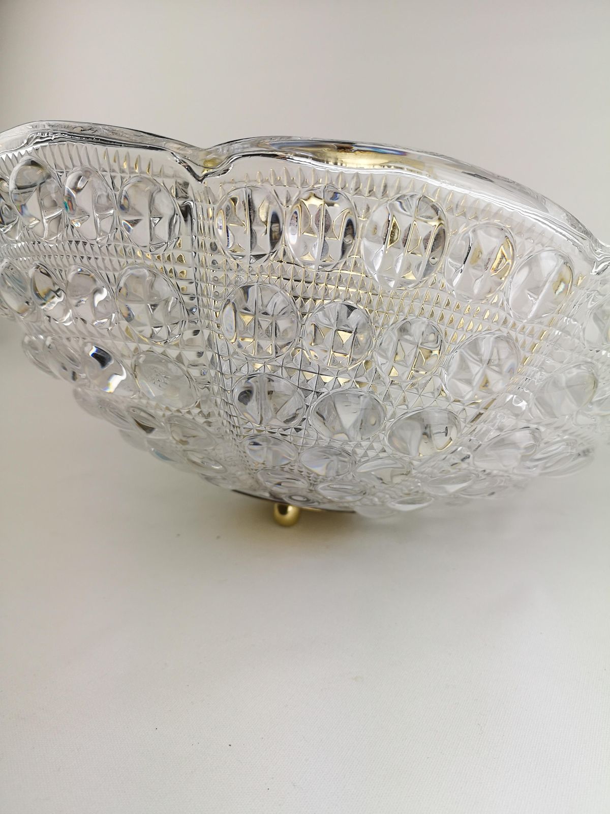 Crystal And Brass Ceiling Light By Carl Fagerlund For Orrefors, 1960s photo buy