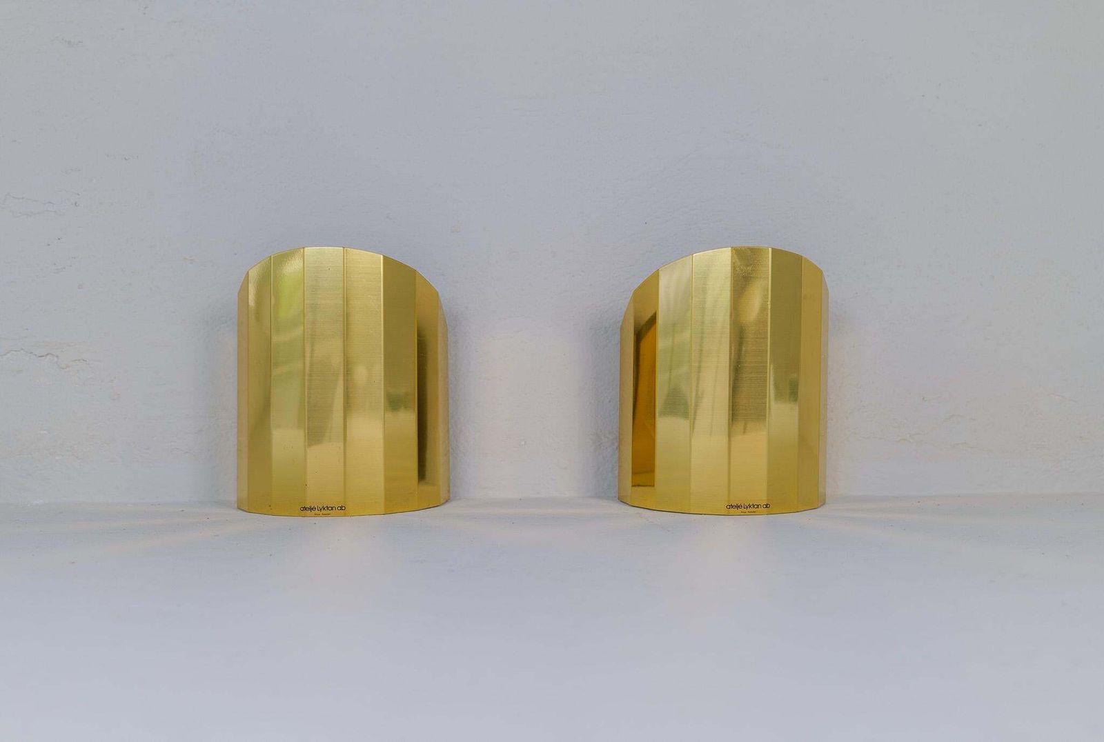 Mid Century Modern Pair Of Brass Sconces Atelje Lyktan Sweden 1970s photo 2565.0