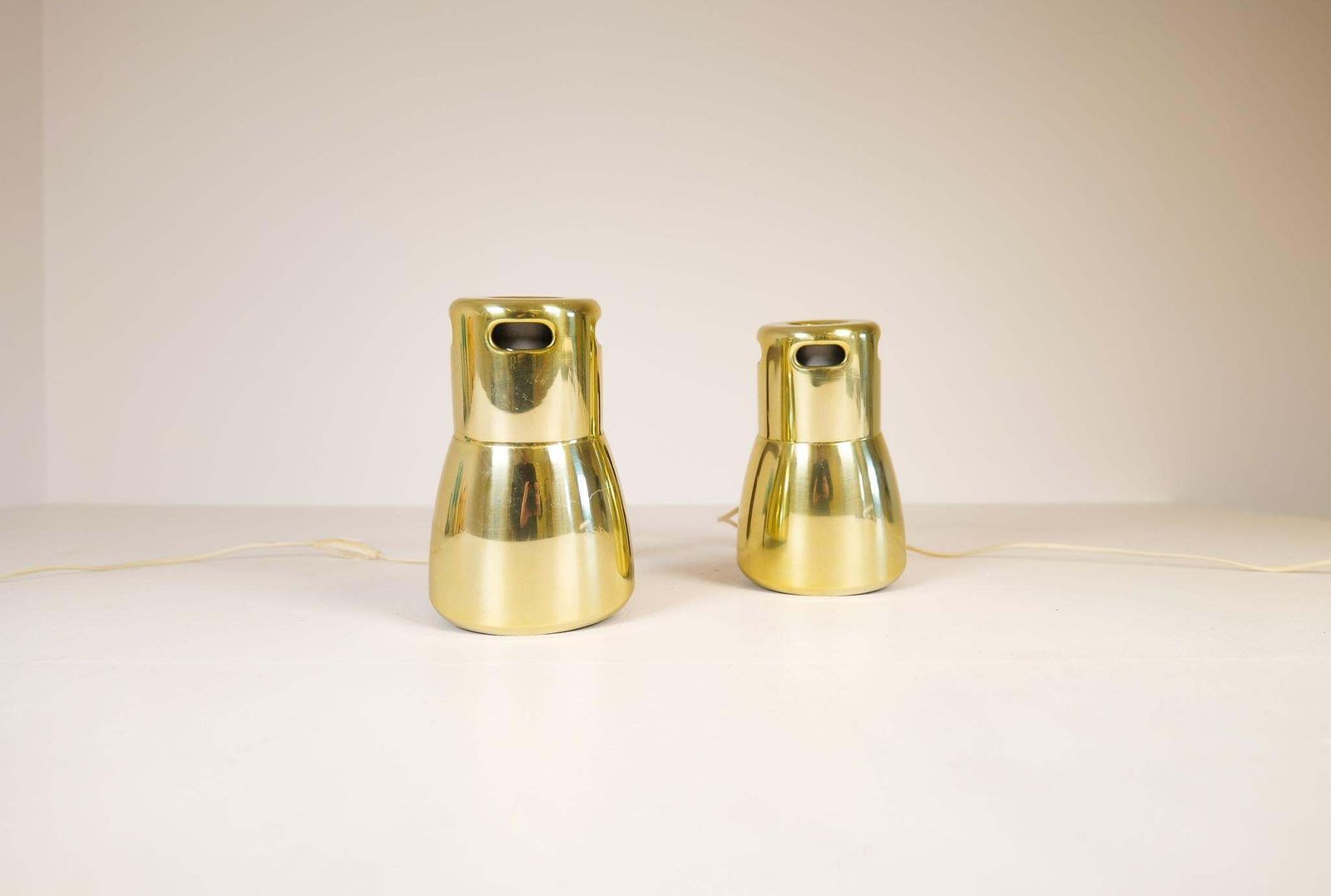 photo furniture Hans Agne Jakobsson Brass And Stained Wood Wall Lamps, Sweden, 1970s