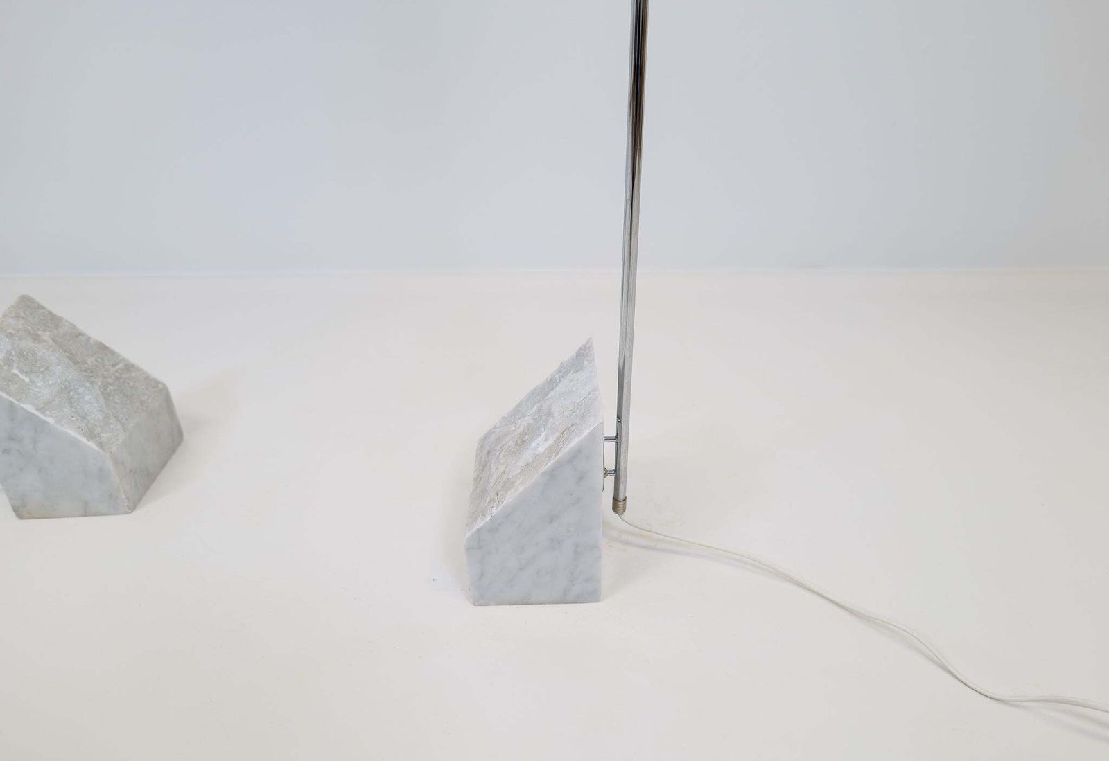 Mid Century Pair Of Bergboms Marble And Steel Floor Lamps, 1970s, Sweden photo vinterior