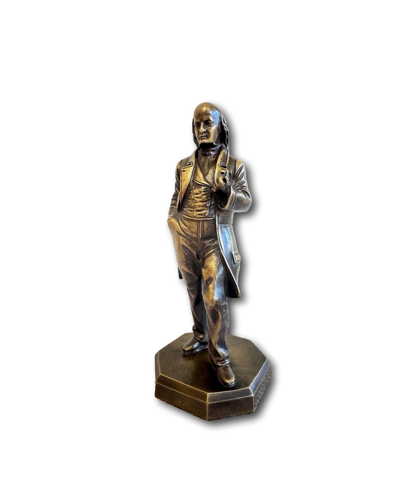 French Antique Bronze Man Statue, Pierre Jean Beranger Balladeer Figurine, Music Historian Gift