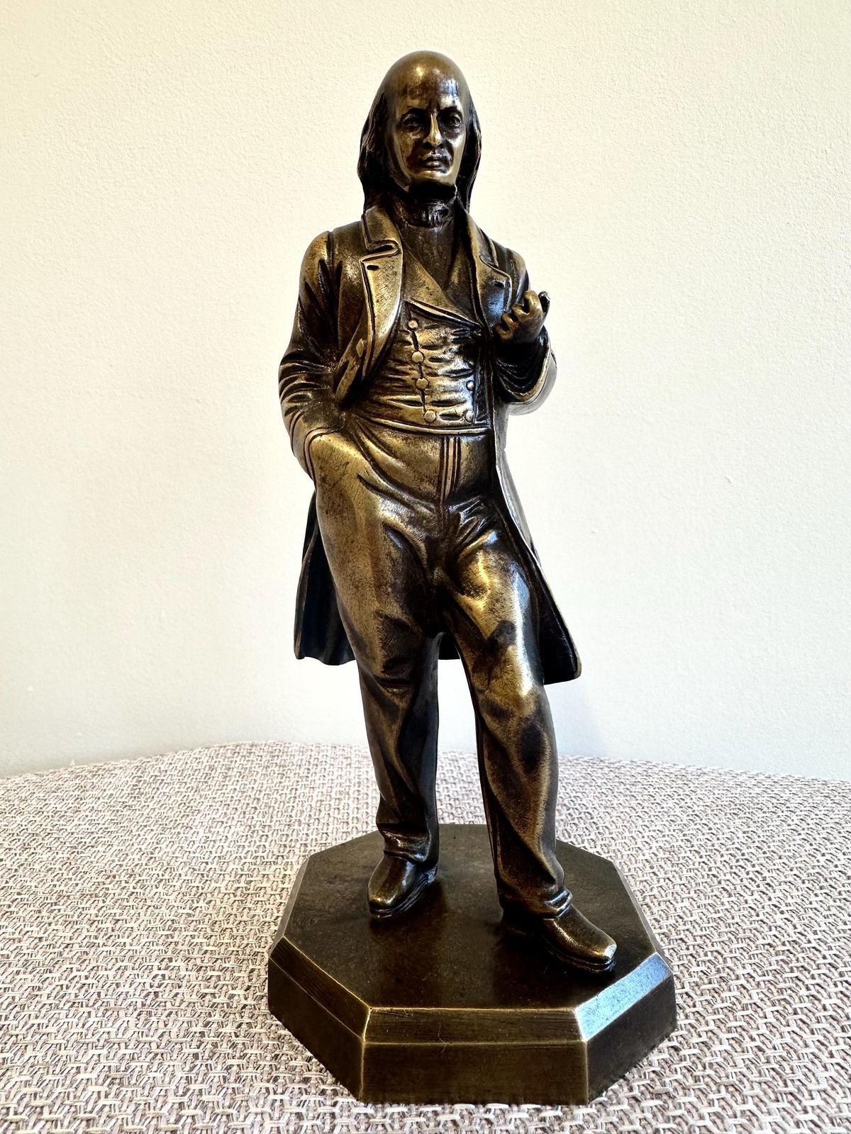 French Antique Bronze Man Statue, Pierre Jean Beranger Balladeer Figurine, Music Historian Gift photo furniture