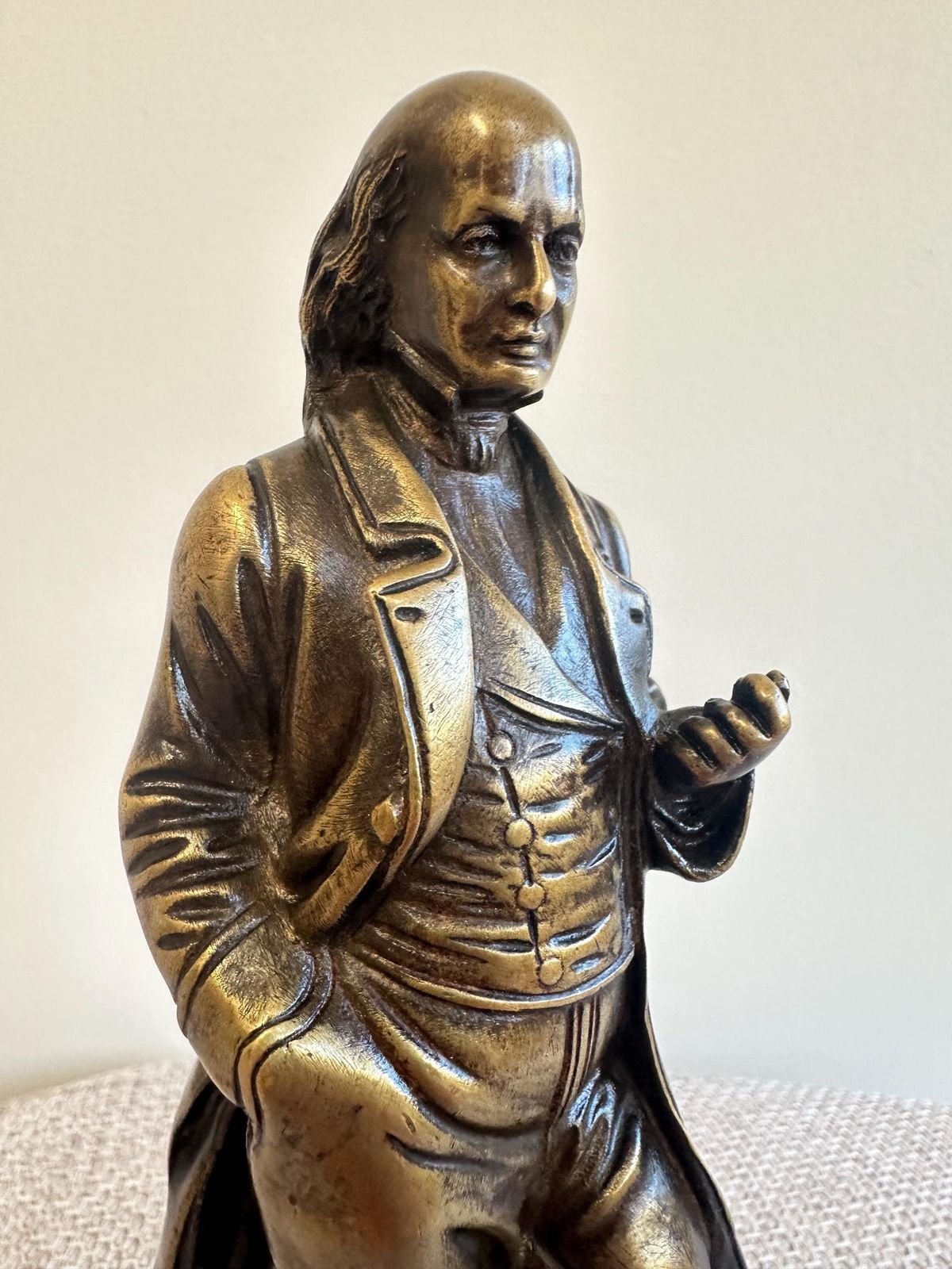 photo furniture French Antique Bronze Man Statue, Pierre Jean Beranger Balladeer Figurine, Music Historian Gift