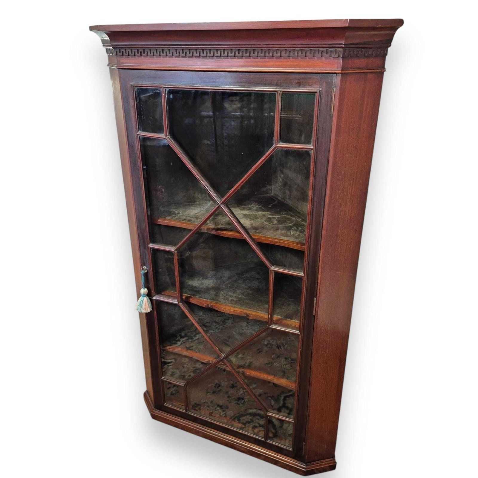 Antique George III Glazed Mahogany Hanging Corner Cabinet photo for sale
