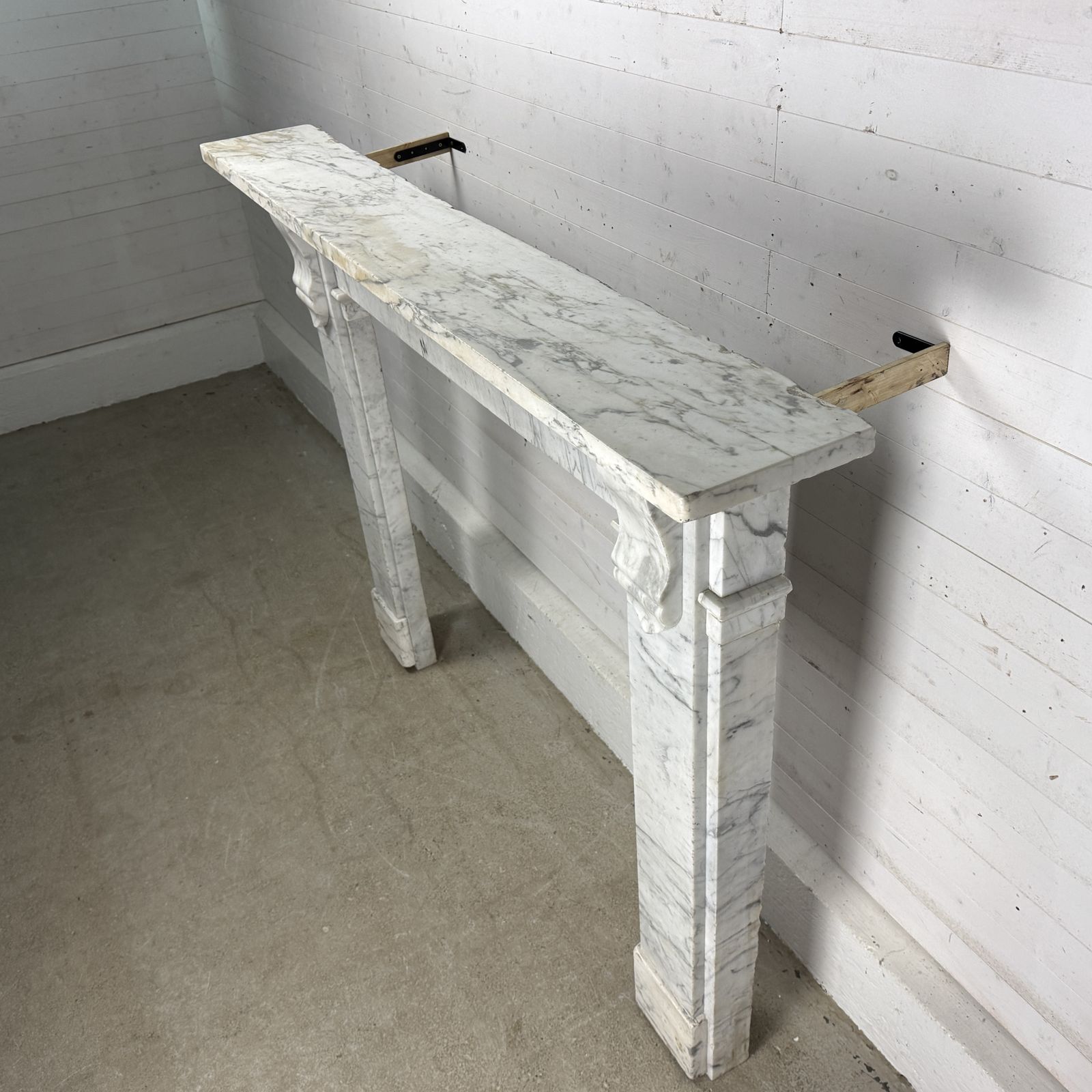 Large Antique Carrara Marble Fire Surround With Corbels photo Home Fixtures