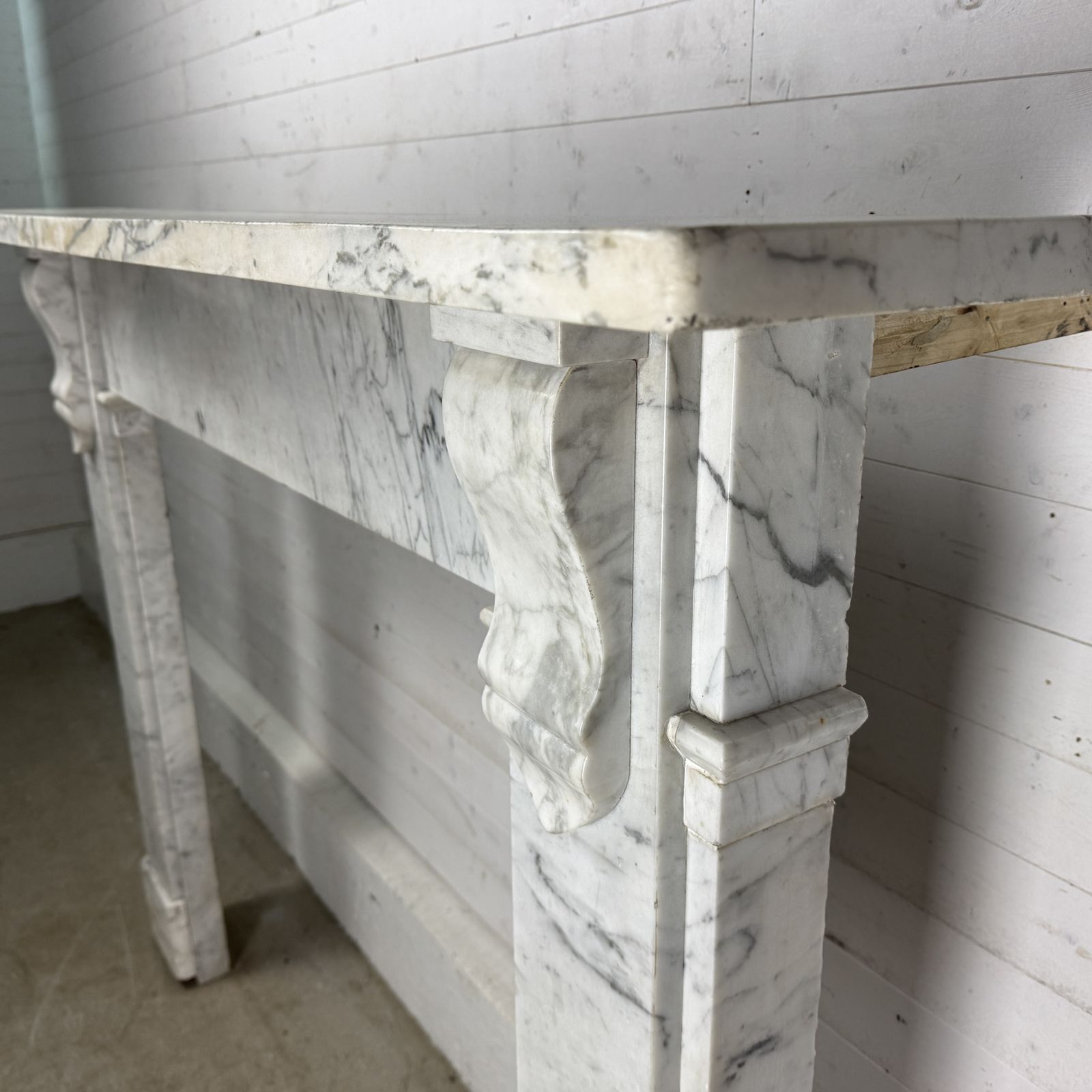 Large Antique Carrara Marble Fire Surround With Corbels photo 2750.0