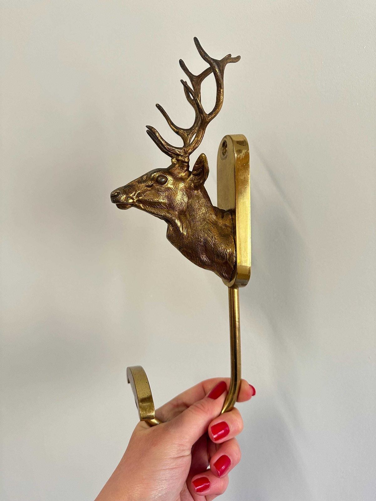 Rare Vintage Bronze Wall Coat Hook, Hat Rack With Stag Maison Charles Jansen Hans Kogl Hollywood Regency photo furniture