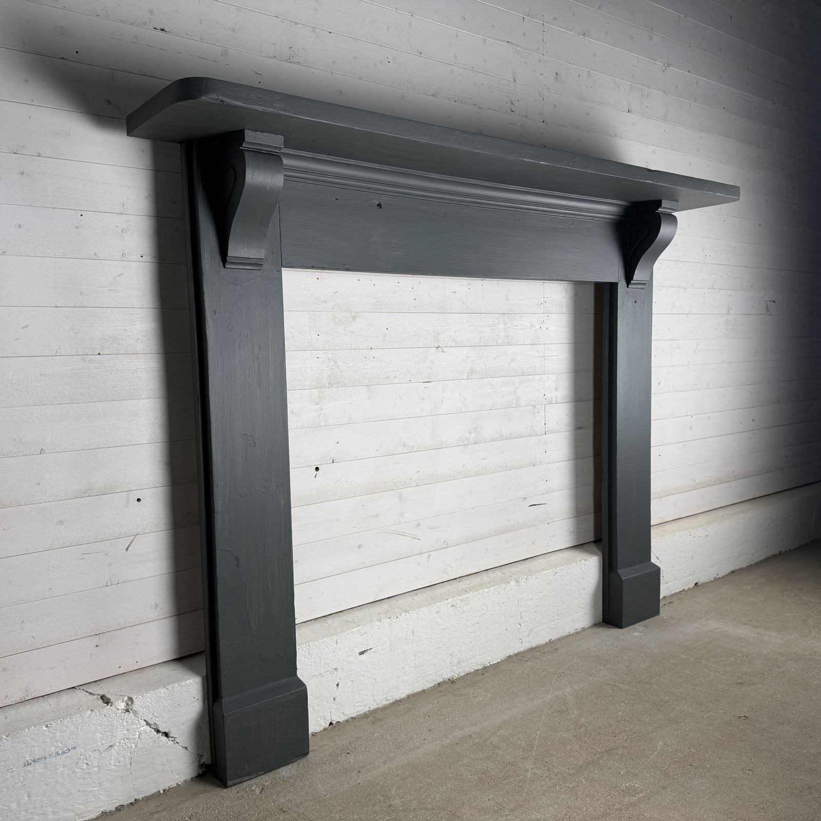 Simple Reclaimed Victorian Painted Pine Fire Surround photo vintage