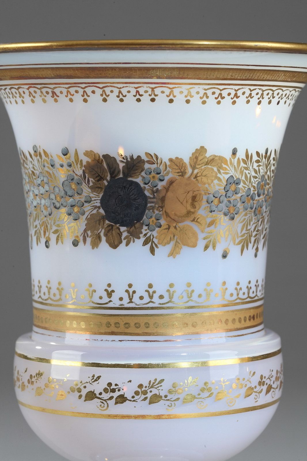 Pair Of Medici Vases In White Opaline By Jean Baptiste Desvignes photo vinterior