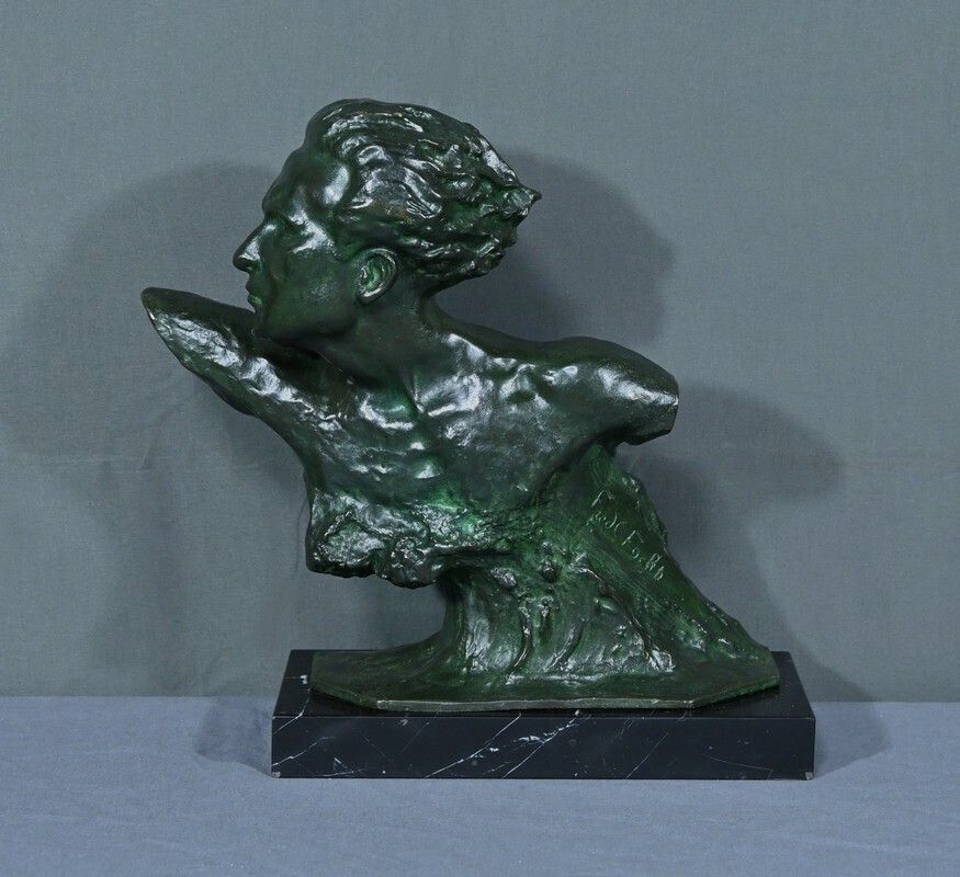 Bronze “Jean Mermoz” By F. Focht, Art Deco – 1930 photo Art