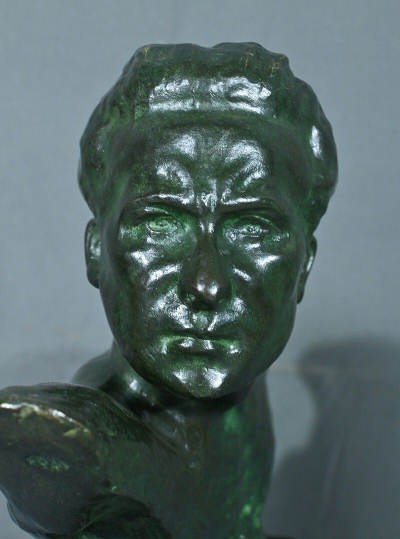 Bronze “Jean Mermoz” By F. Focht, Art Deco – 1930 photo vintage