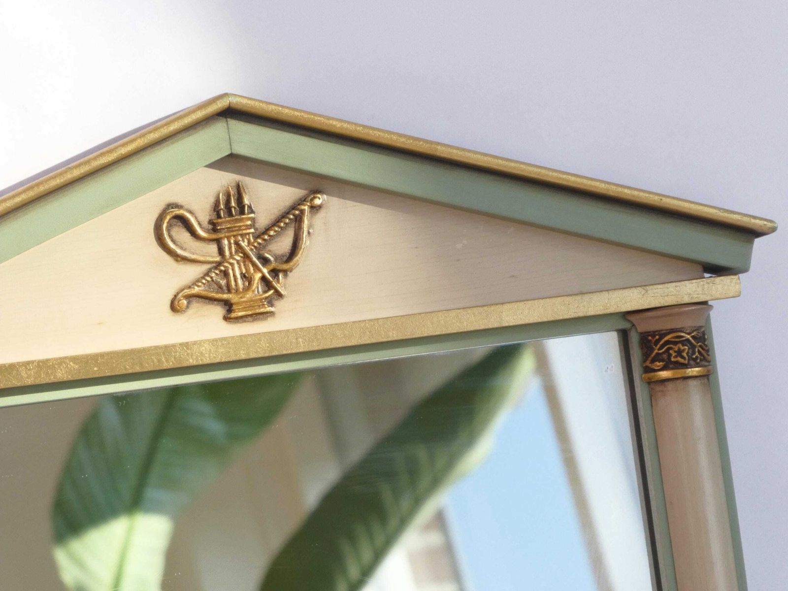 French Trumeau Mirror, Empire Design Wall Mirror With Green And Gold, Neoclassical French Fireplace Decor, Wall Hang photo furniture