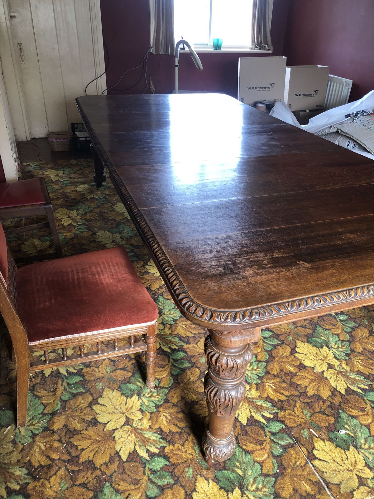 Victorian Carved Oak Extending Table 4’6” To 10” photo vinterior
