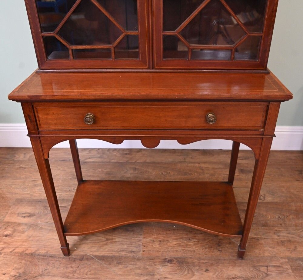 Antique Edwardian Sheraton China Cabinet Bookcase photo 1250.0
