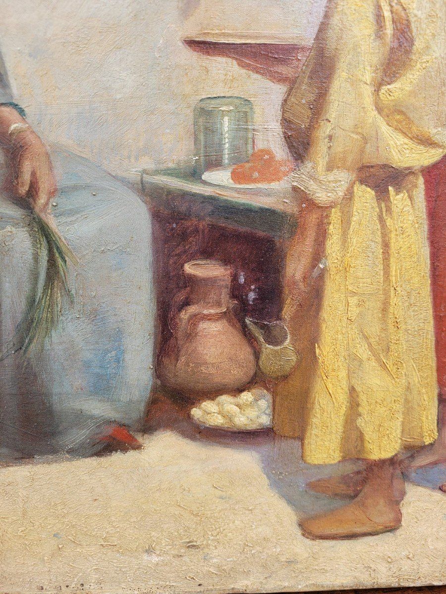 R Weisse, Street Scene, Orientalist Painting, Late 19th Early 20th Century photo 3900.0