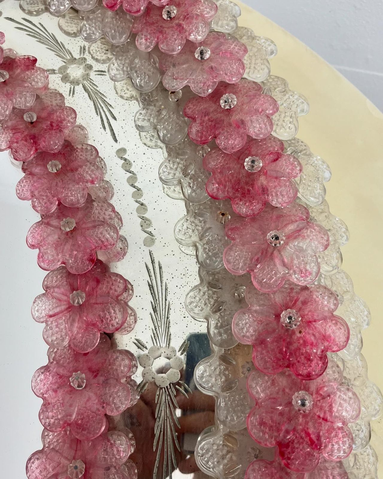 Large Mid Century Mirror In Murano Glass, Attributed To Barovier & Toso 1940s photo 5153.0