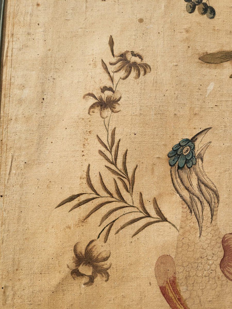 Wallpaper With Birds, Torino Or China, 18th/19th Century photo vintage