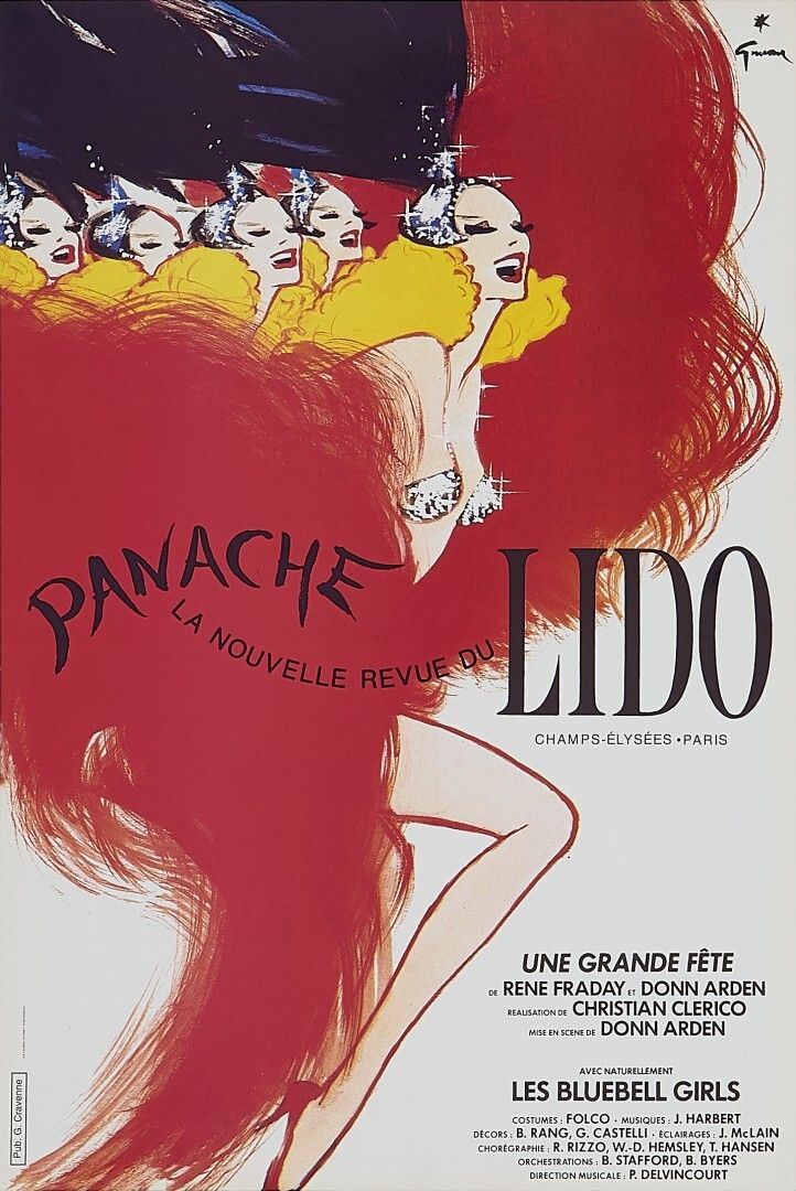 René Gruau, 1980s   Lido, Panache   Original Vintage Poster Printed In Offset Lithography   Cm 59 X 40   23,4 X 15,7