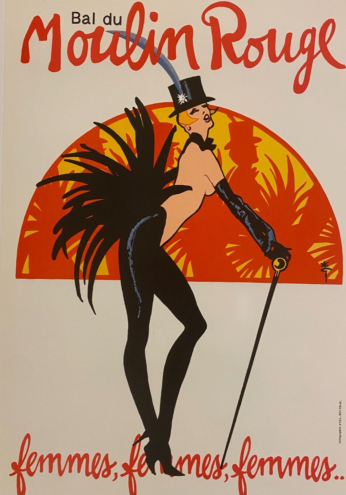 photo vintage René Gruau, C.A. 1983   Bal Du Moulin Rouge, Femmes   Original Vintage Poster Printed In Offset Lithography   C.A. Cm 60 X 40   23,6 X 15,7