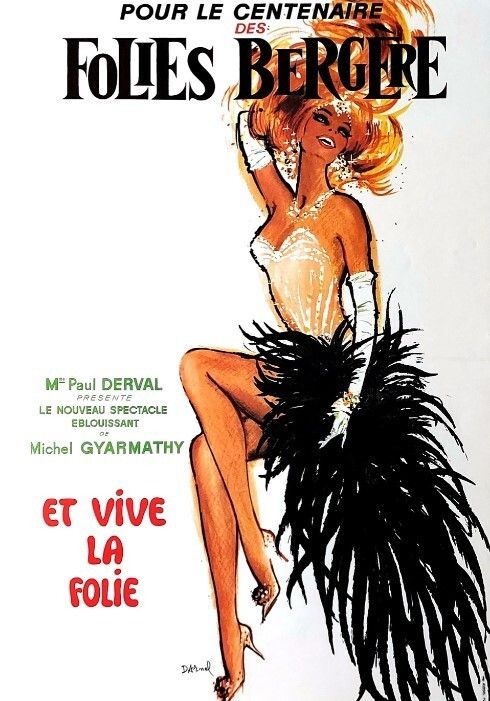 photo vintage Jacques Darnel, 1970s   Pour Le Centenaire Des Folies Bergere   Original Vintage Poster Printed In Offset Lithography   C.A. Cm 60 X 40   23,6 X 15,7