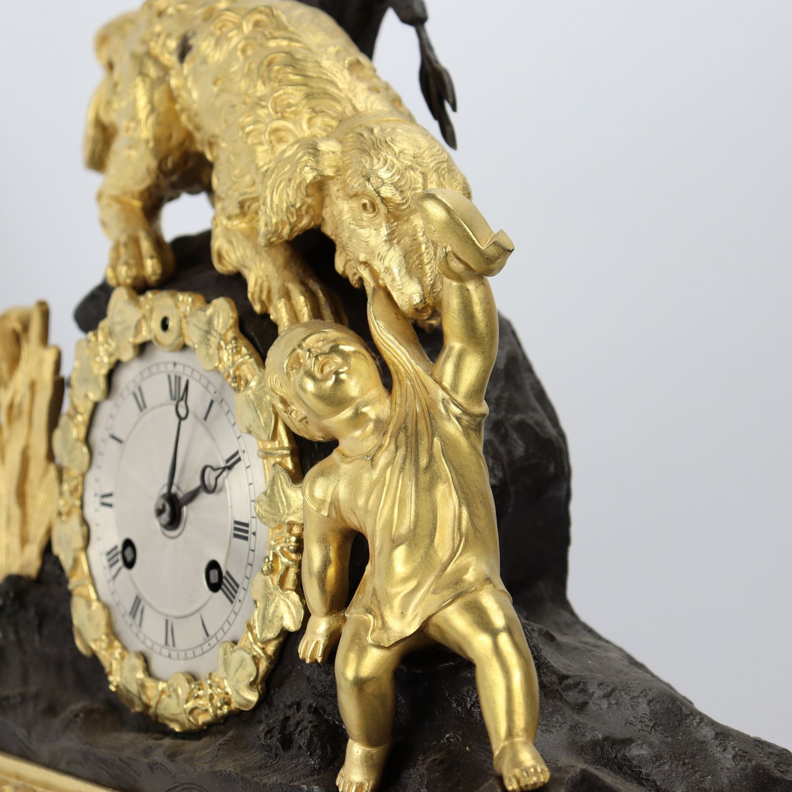 Early 19th Century Gilt And Bronze French Clock Depicting Dog Saving Child photo for sale