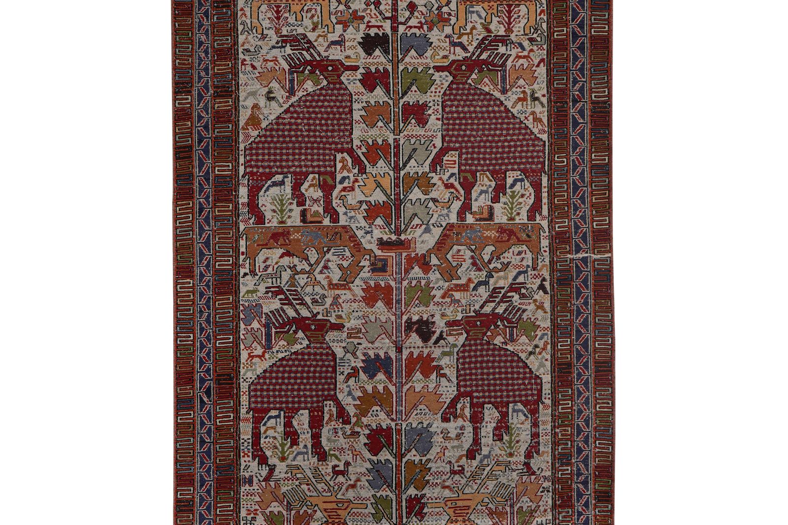 Soumac Kilim Pictorial Animals Rug 3'7'' X 7'1'' photo for sale
