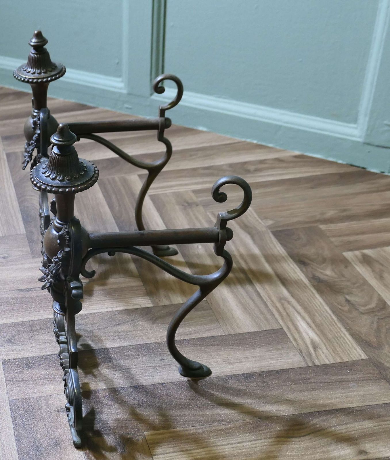 A Pair Of Decorative French Brass Andirons Or Chenets photo 558.0