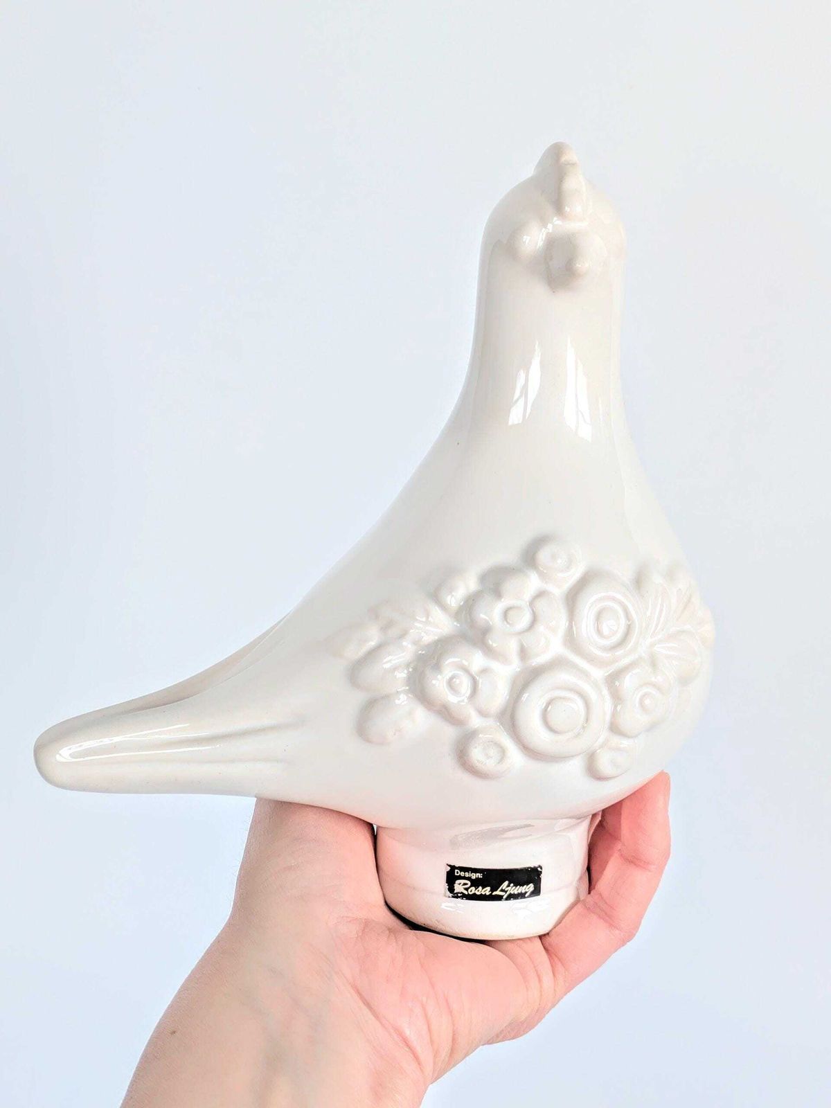Helsingborg Porcelain Bird | Rosa Ljung Dove Figurine | Sweden, 1960's photo vinterior