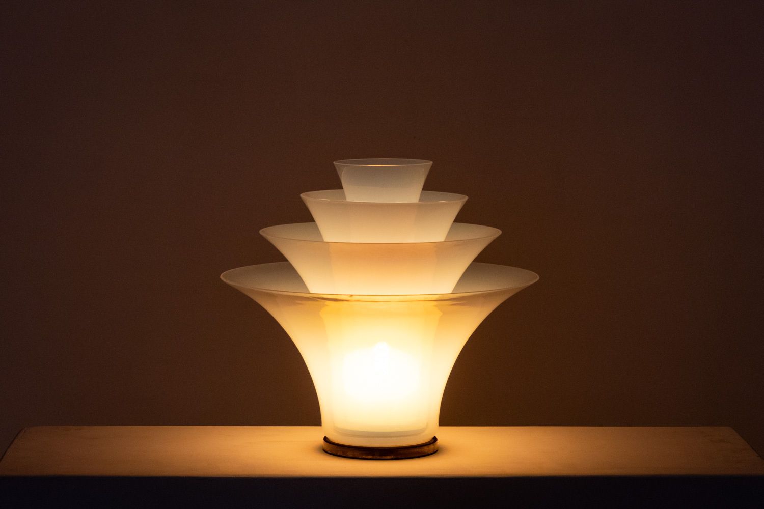 “Petal” Lamp In White And Bluish Opalescent Glass. 21st Century. photo 2400.0