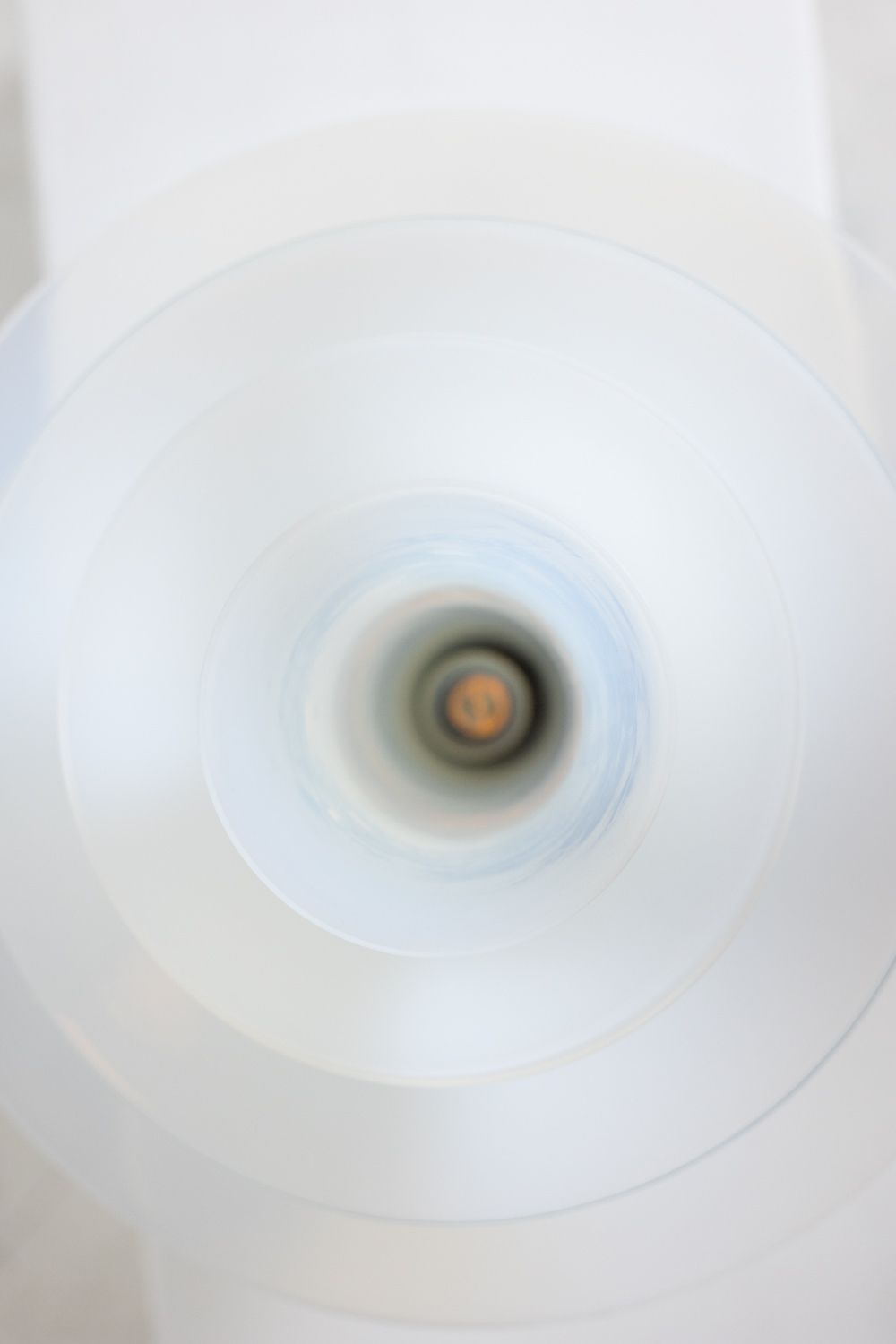 photo furniture “Petal” Lamp In White And Bluish Opalescent Glass. 21st Century.