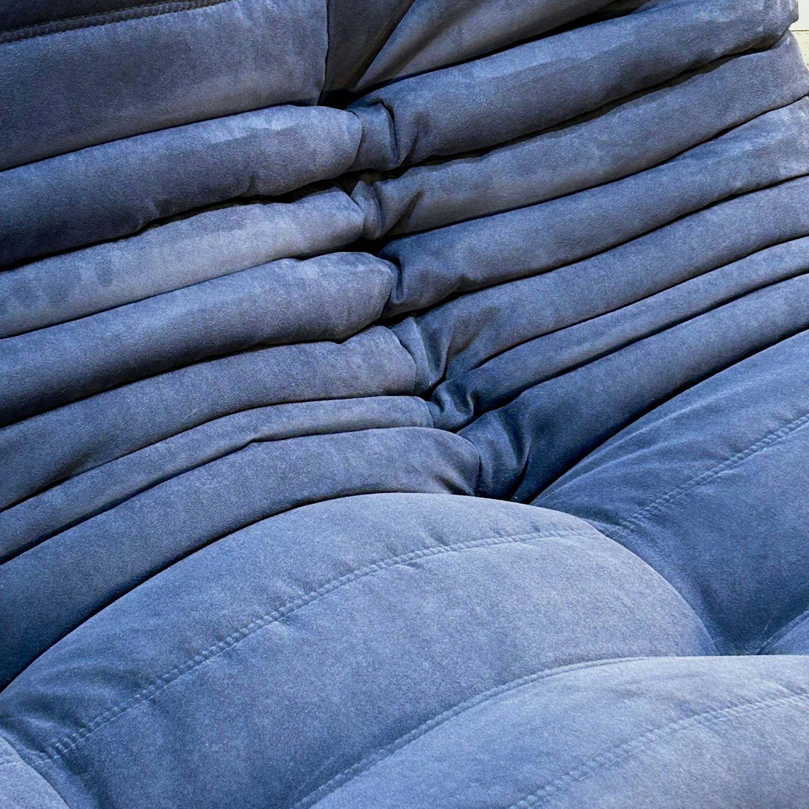 Ligne Roset Blue Togo Armchair And Footstool By Michel Ducaroy, Set Of Two photo vinterior