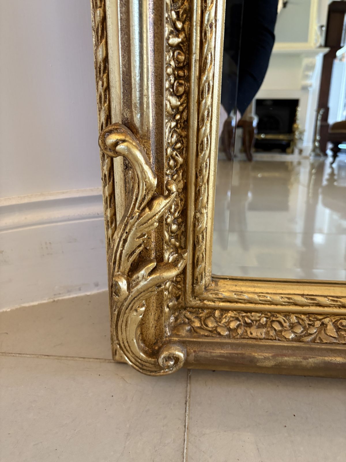 Outstanding Quality Antique Early 20th Century Carved Gilded Frame Wall Mirror photo 2995.0