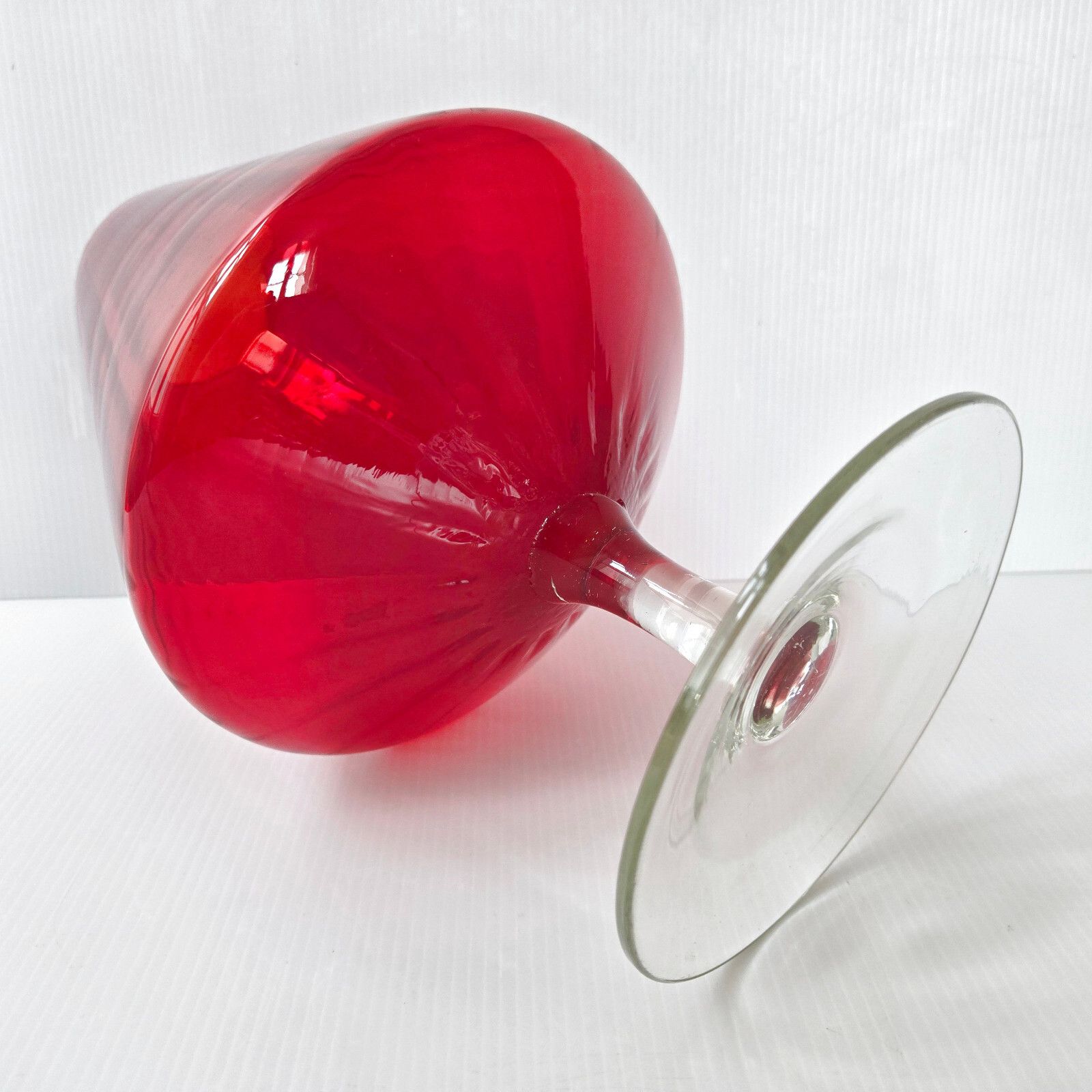 Vintage 1970s Italian Cup Vase Polished Glass 70s Retro 70s Red photo for sale