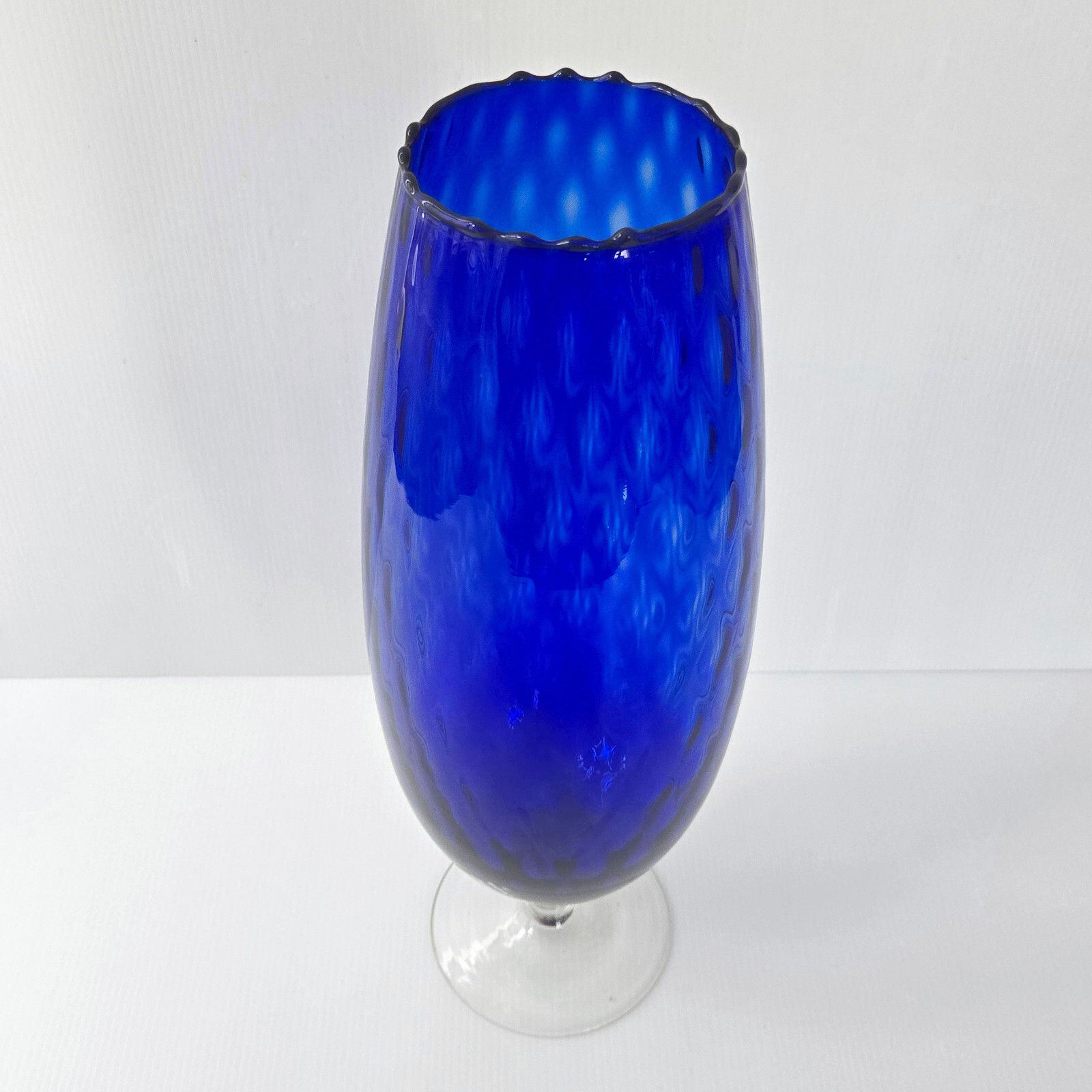 Vintage 1970s Italian Cup Vase Polished Glass 70s Retro 70s Cobalt Blue photo 104.0