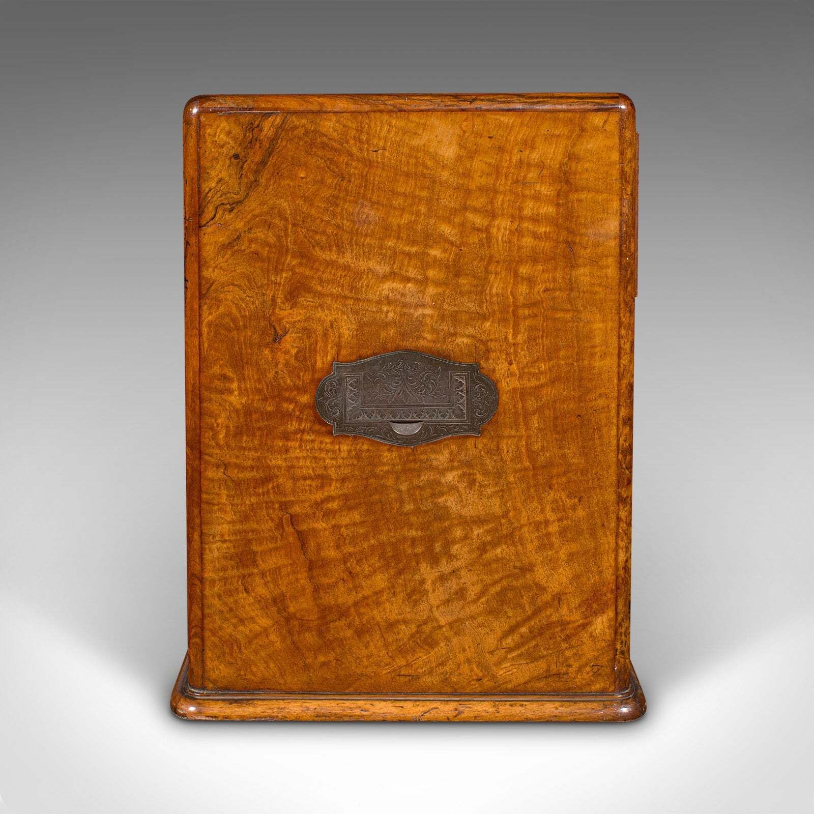 Antique Regency 3 Drawer English Desktop Collector Case, Satinwood Cigar Humidor photo Furniture