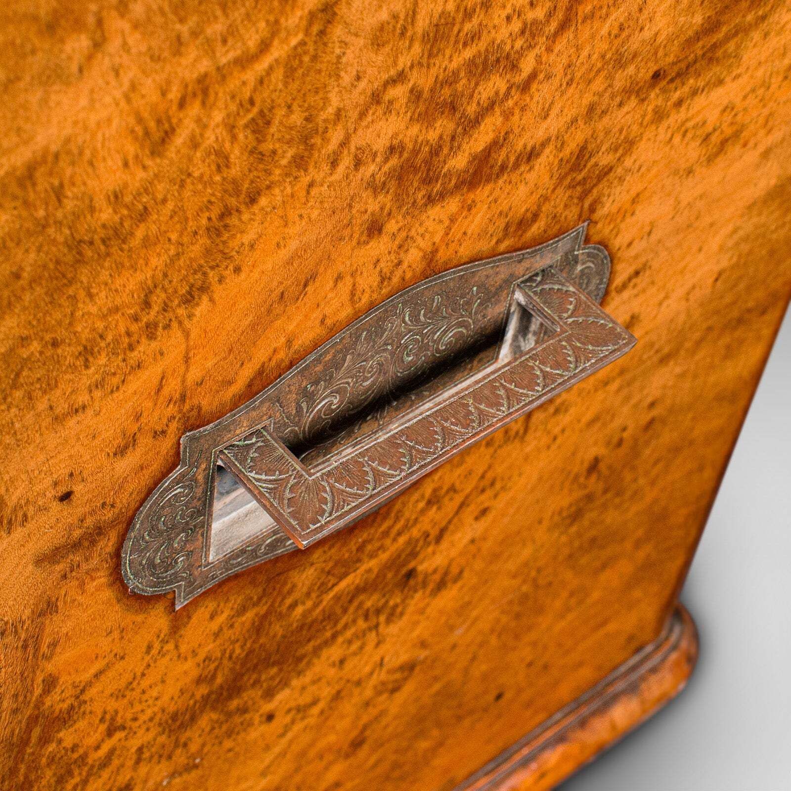 Furniture Antique Regency 3 Drawer English Desktop Collector Case, Satinwood Cigar Humidor photo
