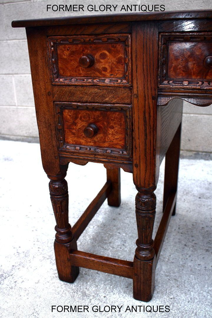 A 1920's Titchmarsh And Goodwin Style Carved Stressed Oak Burr Walnut Kneehole Desk / Writing Table photo vintage