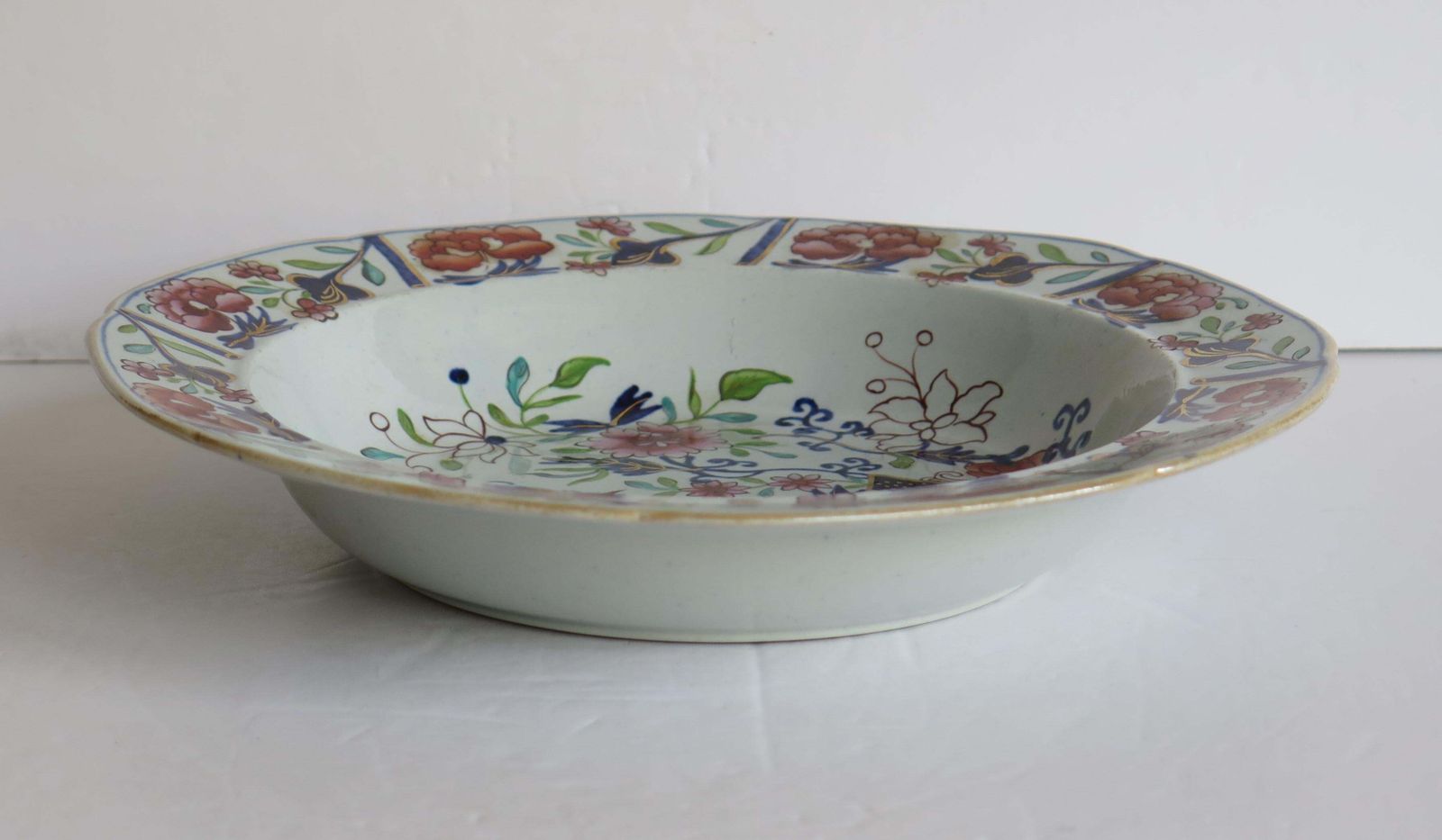 Georgian Mason's Soup Bowl Or Plate In Small Vase Flowers And Rock Ptn, Ca 1818 photo Home Decor