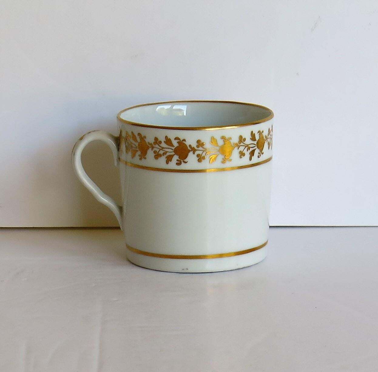 Georgian Coalport Porcelain Coffee Can Hand Gilded Pattern, English Circa 1807 photo for sale