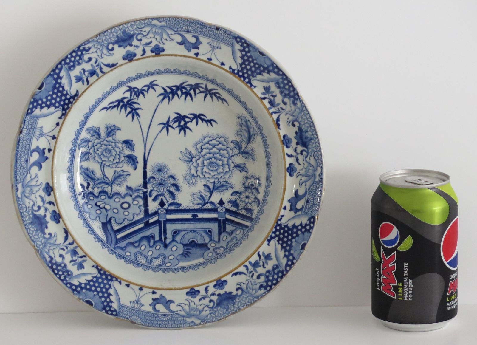 photo vinterior Georgian Davenport Ironstone Soup Plate Or Bowl Bamboo & Peony Ptn 15, Ca 1815