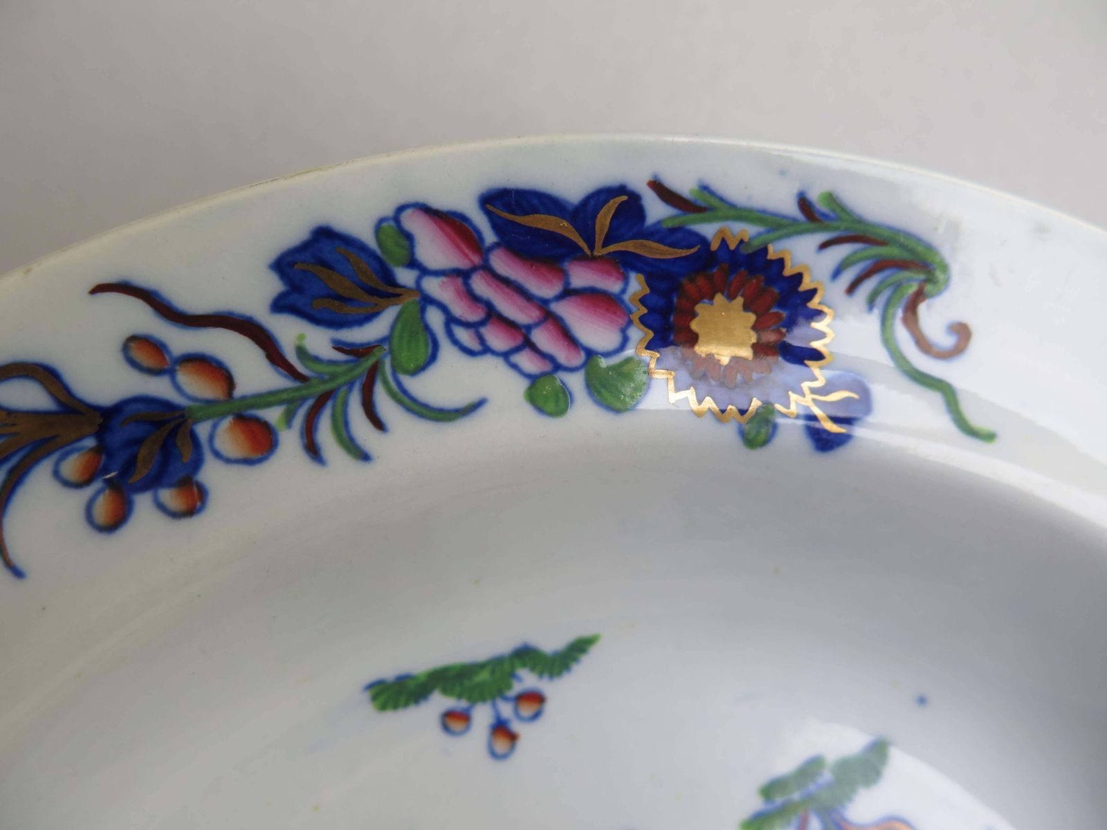 Georgian Spode Soup Bowl Or Deep Plate In Chinese Flowers Pattern, Circa 1820 photo vinterior
