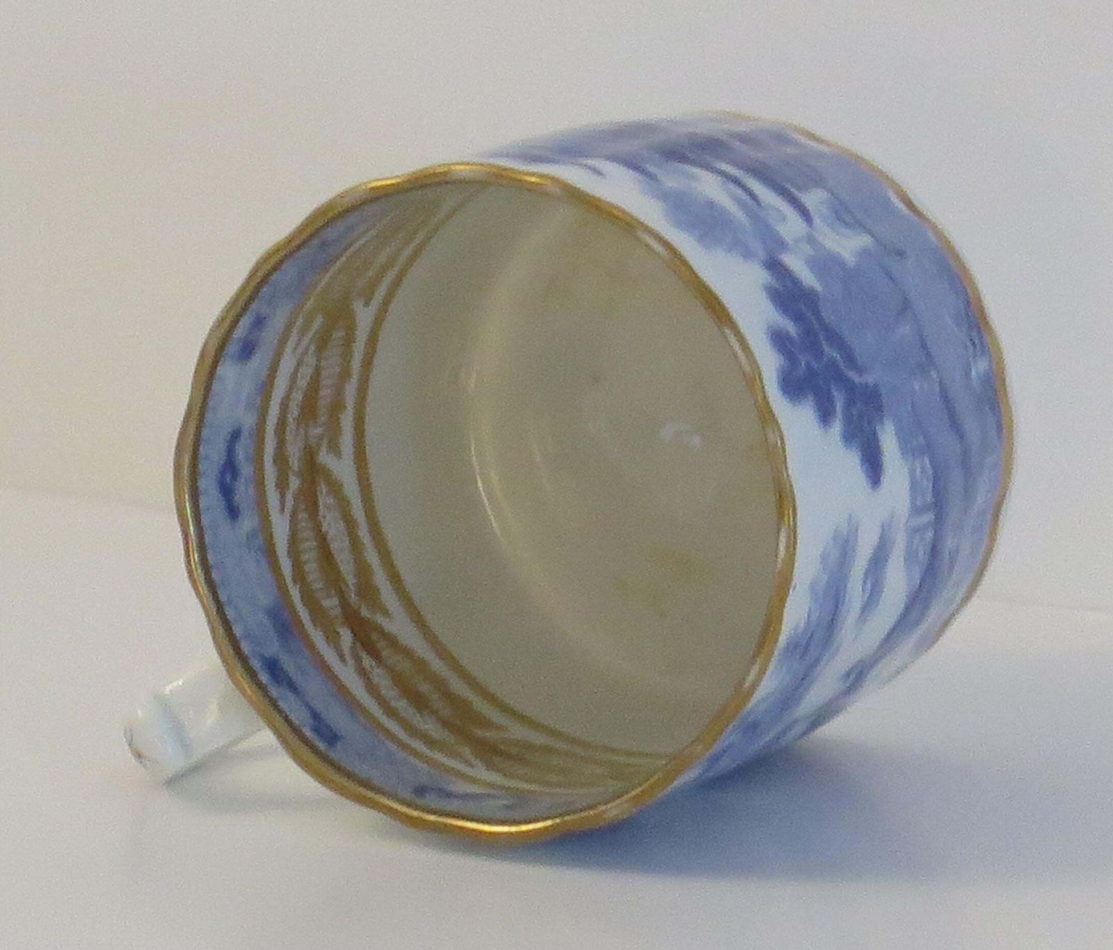 Miles Mason Porcelain Coffee Can Blue & White Broseley Gilded Ptn 50, Circa 1808 photo buy