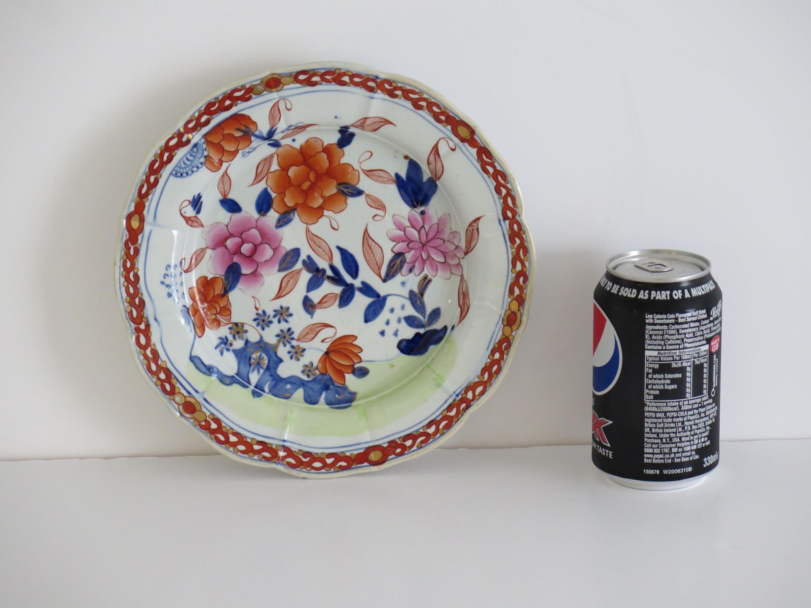 photo buy Georgian Masons Ironstone Desert Plate In Pink Rose On Stem & Rock Ptn, Ca 1818