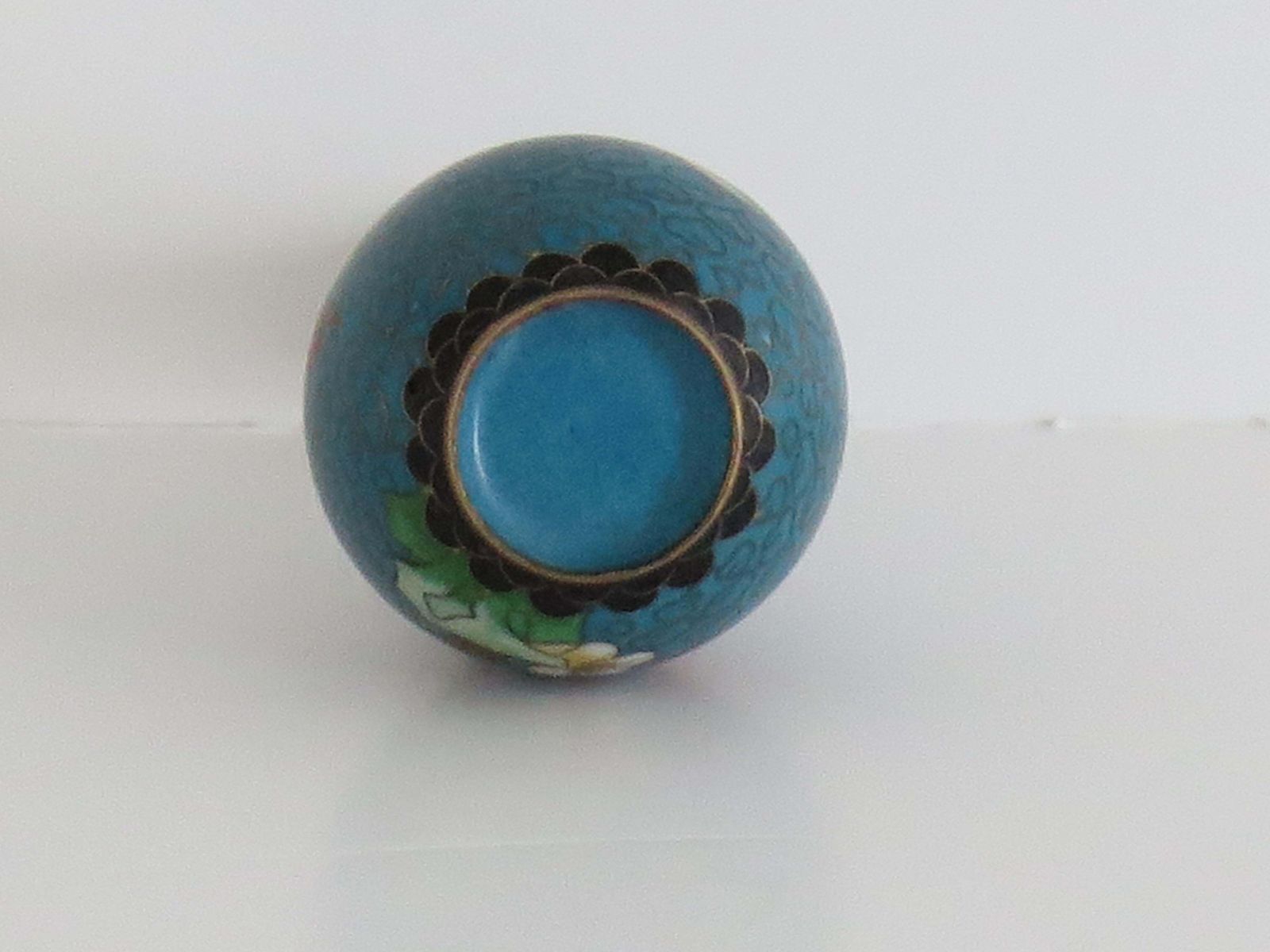 225.0 Chinese Cloisonné Small Vase With Flowers & Bird, Circa 1920 photo