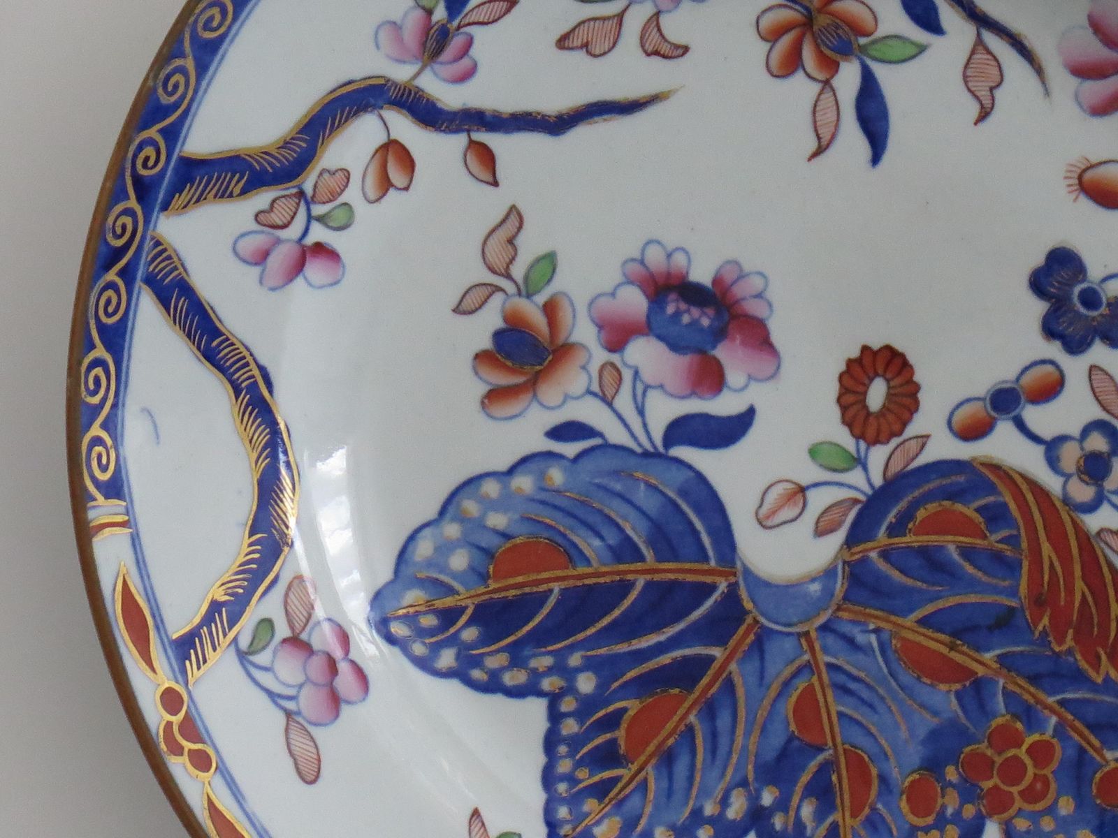 Georgian Spode Stone China Saucer Dish In Hand Painted Tobacco Leaf Ptn No.2061 photo vintage