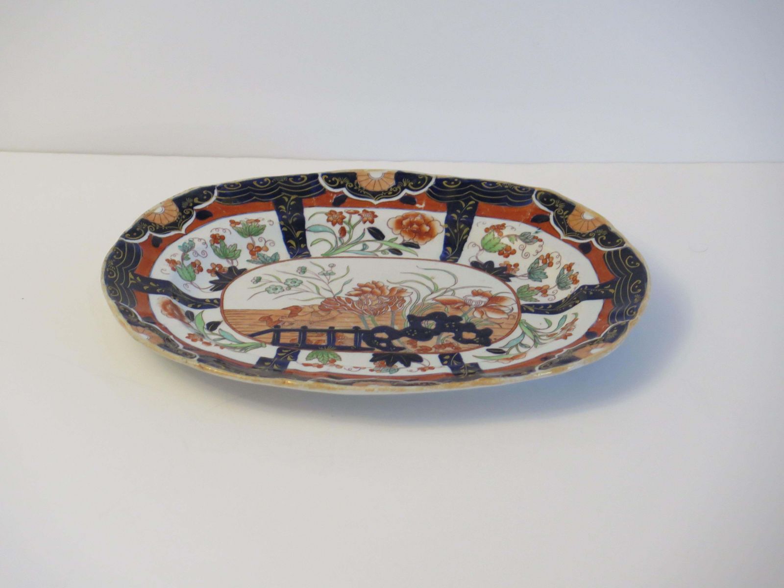 Masons Ironstone Platter In Rare Muscove Duck & Fence Pattern 2850, Circa 1840 photo for sale