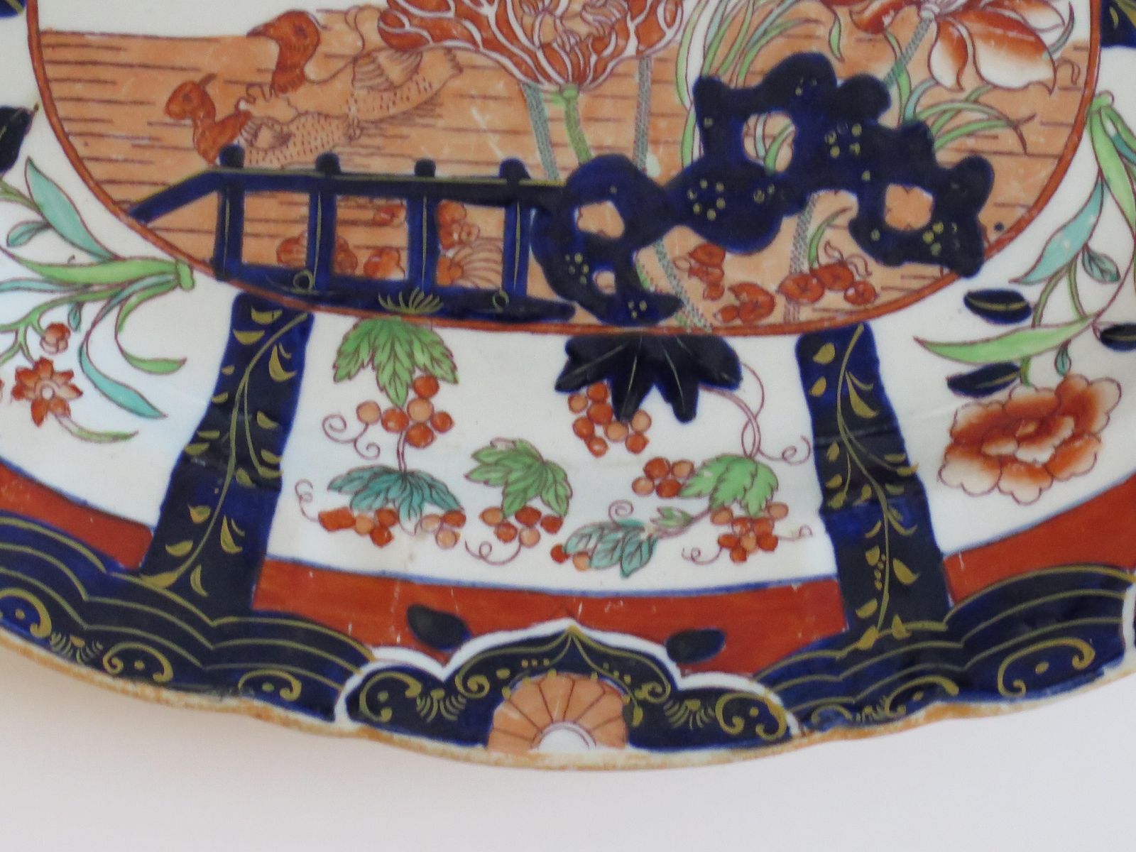 photo for sale Masons Ironstone Platter In Rare Muscove Duck & Fence Pattern 2850, Circa 1840