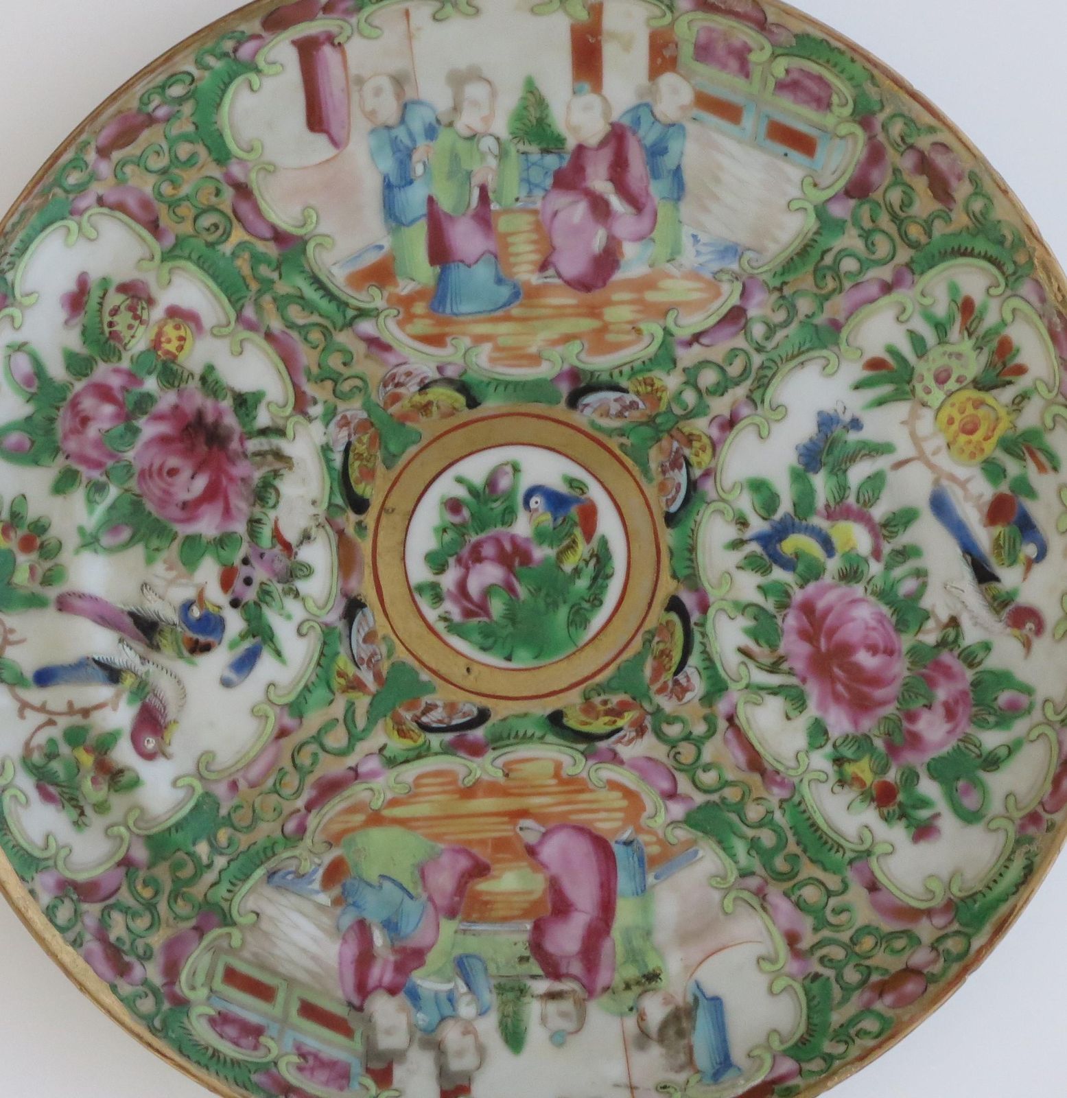 Chinese Export Porcelain Plate Rose Medallion Hand Painted, Qing, Circa 1875 photo for sale