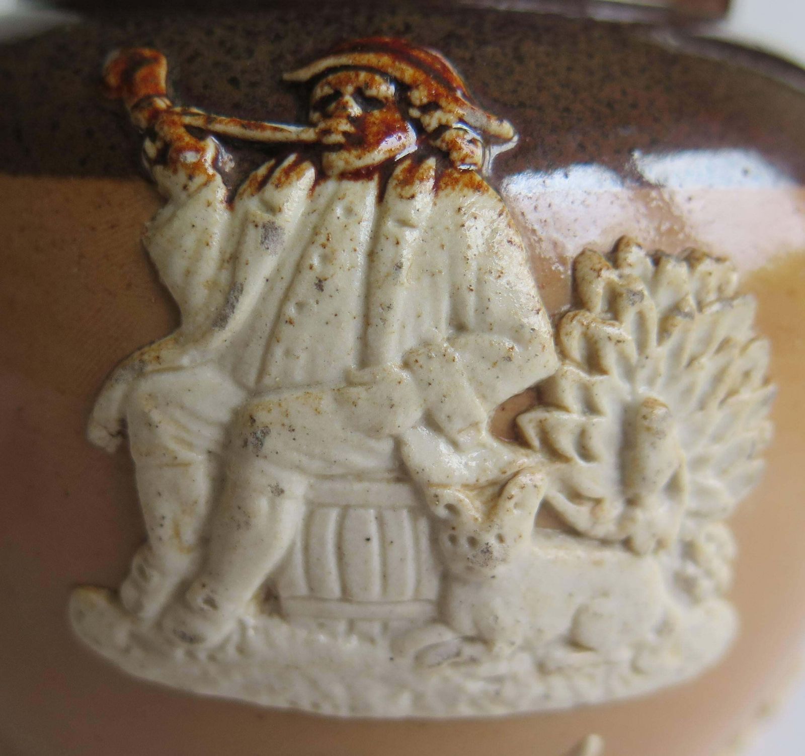 Royal Doulton Stoneware Jug Or Pitcher Moulded Farming Scene, Edwardian Ca 1905 photo vintage